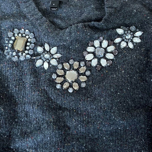 JCrew size small, speckled wool and bejeweled crew line - Picture 3 of 4